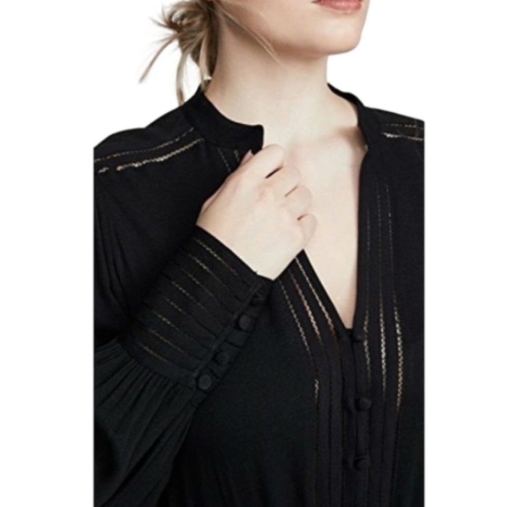 Veronica Beard Jasper Button-front Short Dress Lattice Border In Black Sz 2 (XS) - Picture 4 of 16